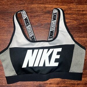 Nike Women’s Small Sports Bra Black Gray Small White Swoosh Racerback